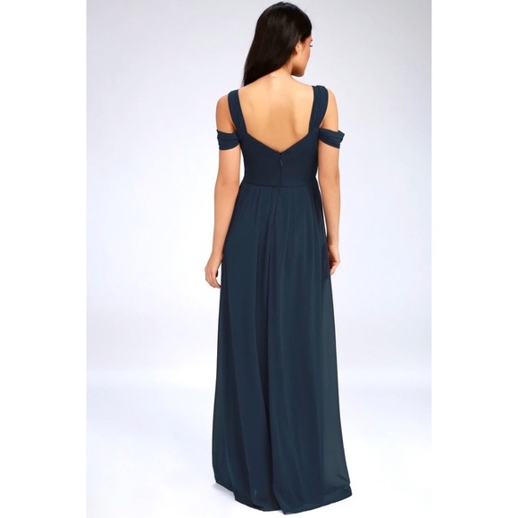 Lulu’s Elegant Navy Blue Wedding/Prom Maxi Dress - Picture 5 of 11